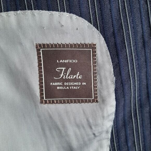 PAUL BETENLY Biella Italy Blazer Jacket Pin-Stripe Navy Men's Sz 44 L - Picture 14 of 16